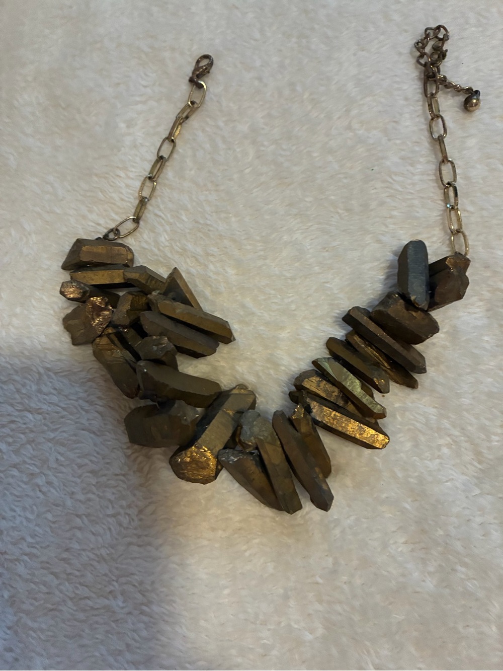 Gold-Tone Raw Crystal Statement Necklace - Women Jewelry
